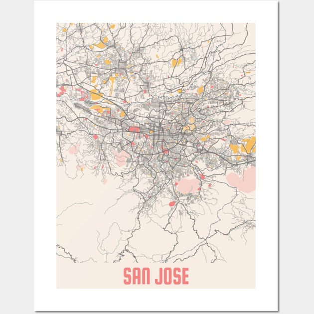 San Jose - Califonia Chalk City Map Wall Art by tienstencil